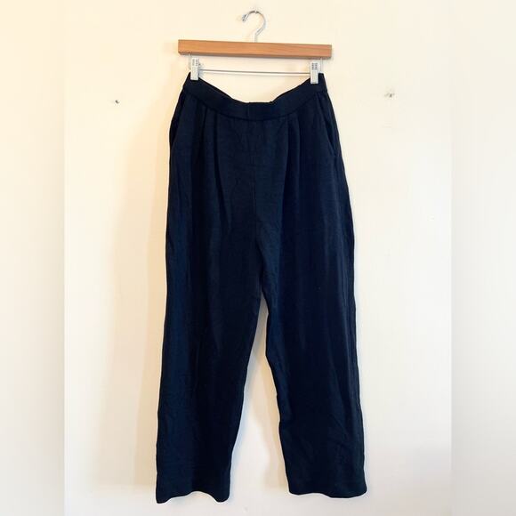 St. John Sanatana Knit Pleated Black Pants elastic waist pull on 10 wedding - Picture 2 of 11